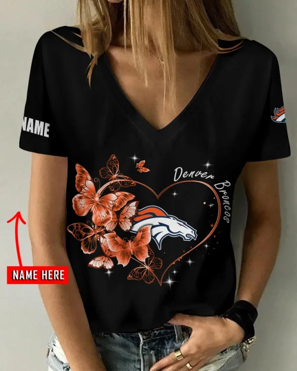 Denver Broncos Favorite V-Neck T-Shirt for Women Style 2025 ANZ-AGCWTS1071