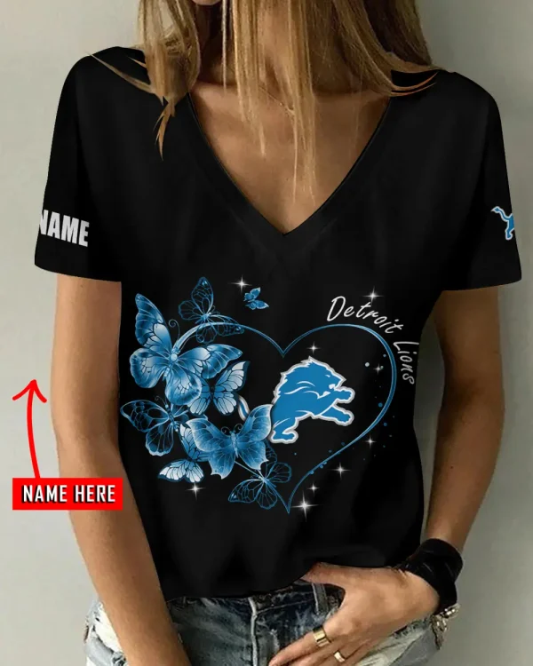 Detroit Lions Favorite V-Neck T-Shirt for Women Style 2025 ANZ-AGCWTS1072
