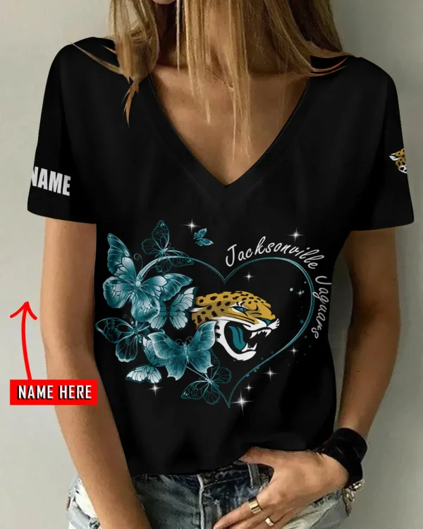 Jacksonville Jaguars Favorite V-Neck T-Shirt for Women Style 2025 ANZ-AGCWTS1076