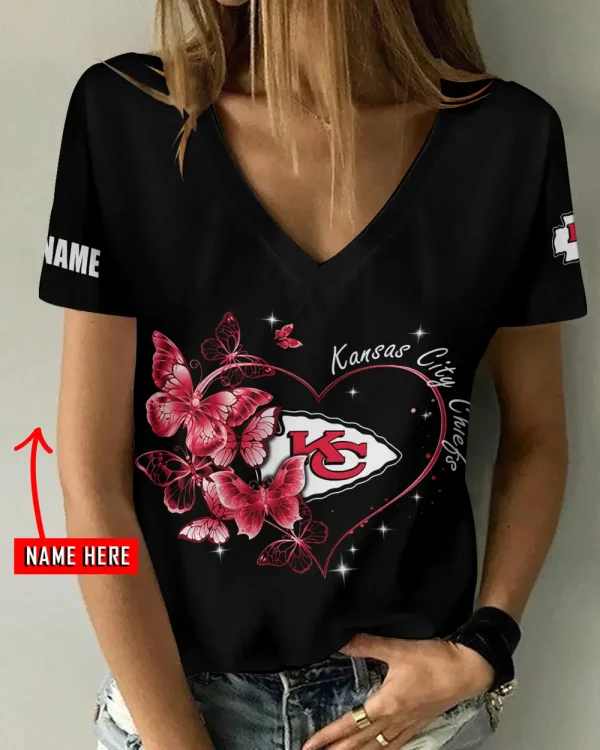 Kansas City Chiefs Favorite V-Neck T-Shirt for Women Style 2025 ANZ-AGCWTS1077