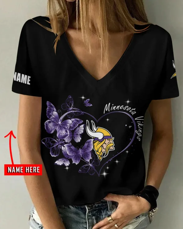 Minnesota Vikings Favorite V-Neck T-Shirt for Women Style 2025 ANZ-AGCWTS1082