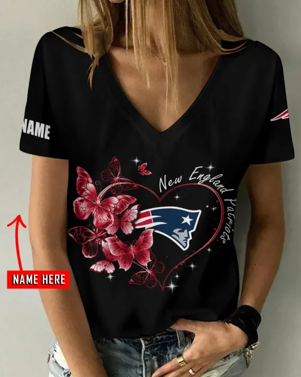 New England Patriots Favorite V-Neck T-Shirt for Women Style 2025 ANZ-AGCWTS1083