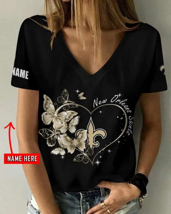 New Orleans Saints Favorite V-Neck T-Shirt for Women Style 2025 ANZ-AGCWTS1084