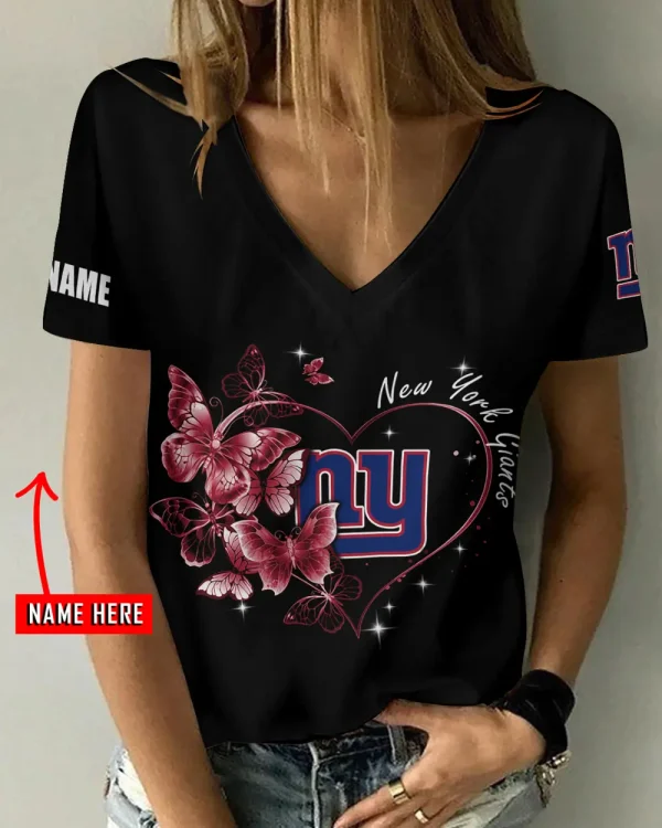 New York Giants Favorite V-Neck T-Shirt for Women Style 2025 ANZ-AGCWTS1085