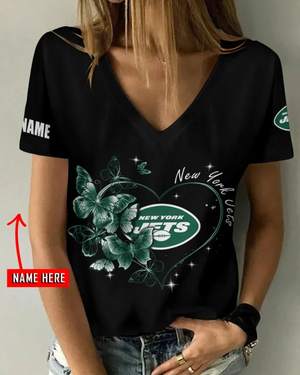 New York Jets Favorite V-Neck T-Shirt for Women Style 2025 ANZ-AGCWTS1086