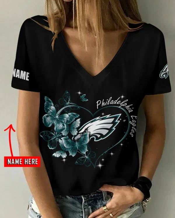 Philadelphia Eagles Favorite V-Neck T-Shirt for Women Style 2025 ANZ-AGCWTS1087