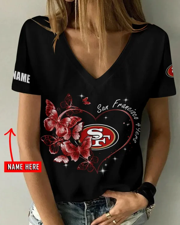 San Francisco 49ers Favorite V-Neck T-Shirt for Women Style 2025 ANZ-AGCWTS1089
