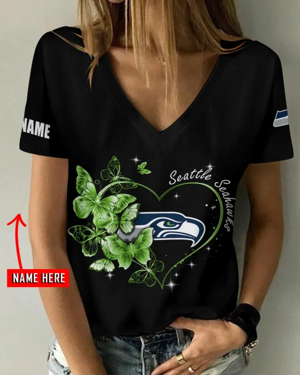 Seattle Seahawks Favorite V-Neck T-Shirt for Women Style 2025 ANZ-AGCWTS1090
