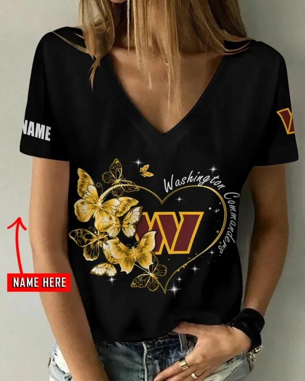 Washington Commanders Favorite V-Neck T-Shirt for Women Style 2025 ANZ-AGCWTS1093