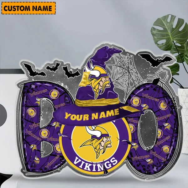 Minnesota Vikings NFL Boo Spooky Season Personalized Acrylic Block Plaque For Fan - Limited Edition SPTFTAB126 - Image 2