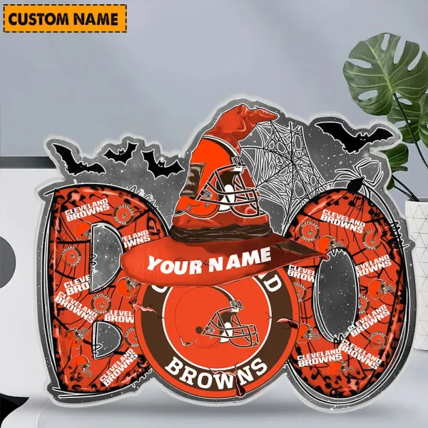 Cleveland Browns NFL Boo Spooky Season Personalized Acrylic Block Plaque For Fan - Limited Edition SPTFTAB129 - Image 2