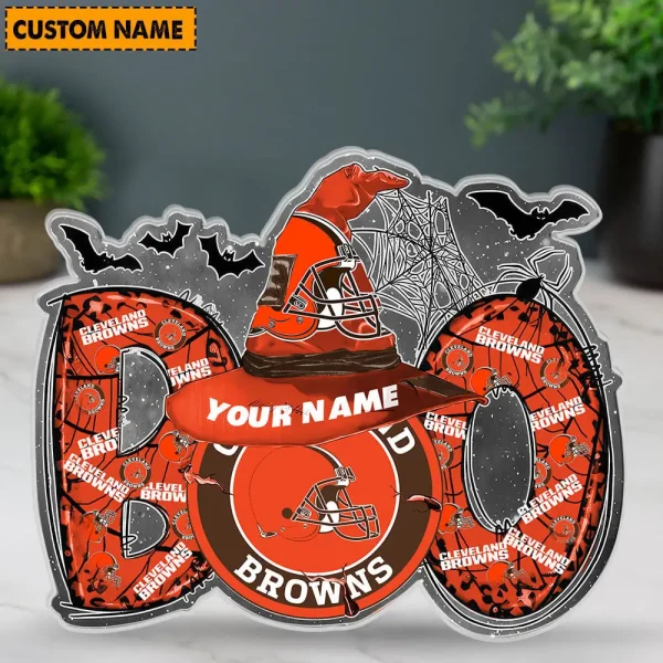 Cleveland Browns NFL Boo Spooky Season Personalized Acrylic Block Plaque For Fan - Limited Edition SPTFTAB129 - Image 3
