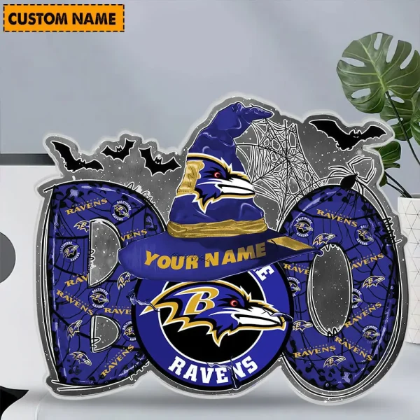 Baltimore Ravens NFL Boo Spooky Season Personalized Acrylic Block Plaque For Fan - Limited Edition SPTFTAB130 - Image 2