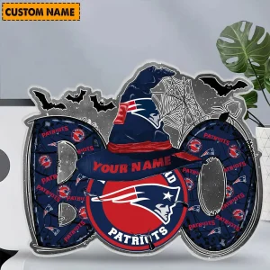 Alternative view of New England Patriots NFL Boo Spooky Season Personalized Acrylic Block Plaque For Fan - Limited Edition SPTFTAB131