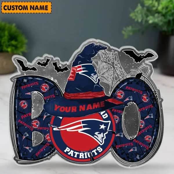 New England Patriots NFL Boo Spooky Season Personalized Acrylic Block Plaque For Fan - Limited Edition SPTFTAB131 - Image 3