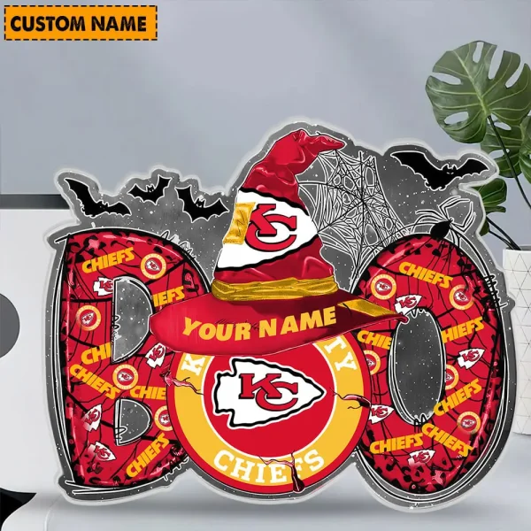 Kansas City Chiefs NFL Boo Spooky Season Personalized Acrylic Block Plaque For Fan - Limited Edition SPTFTAB134 - Image 2