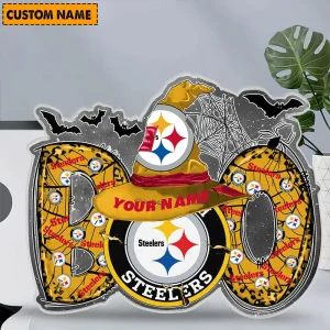 Alternative view of Pittsburgh Steelers NFL Boo Spooky Season Personalized Acrylic Block Plaque For Fan - Limited Edition SPTFTAB135
