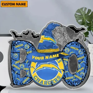 Alternative view of Los Angeles Chargers NFL Boo Spooky Season Personalized Acrylic Block Plaque For Fan - Limited Edition SPTFTAB137