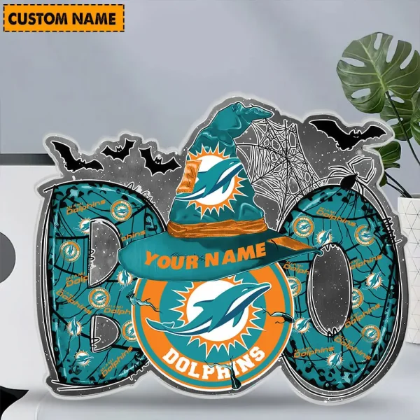 Miami Dolphins NFL Boo Spooky Season Personalized Acrylic Block Plaque For Fan - Limited Edition SPTFTAB141 - Image 2