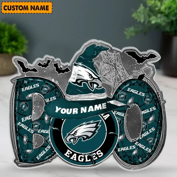 Philadelphia Eagles NFL Boo Spooky Season Personalized Acrylic Block Plaque For Fan - Limited Edition SPTFTAB142 - Image 3