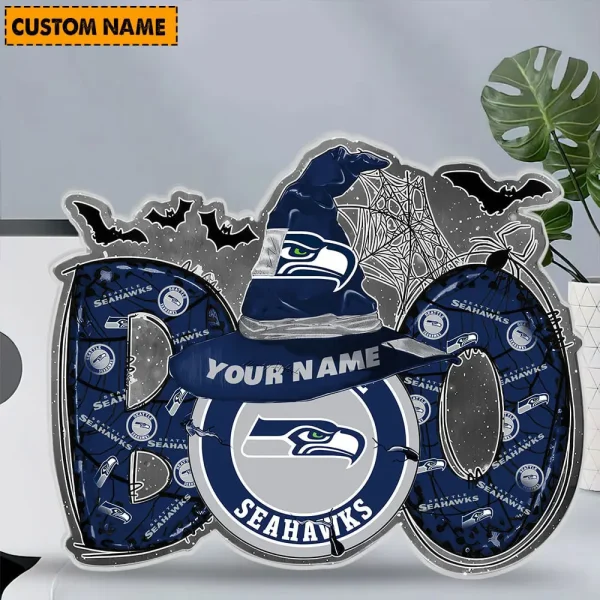 Seattle Seahawks NFL Boo Spooky Season Personalized Acrylic Block Plaque For Fan - Limited Edition SPTFTAB143 - Image 2