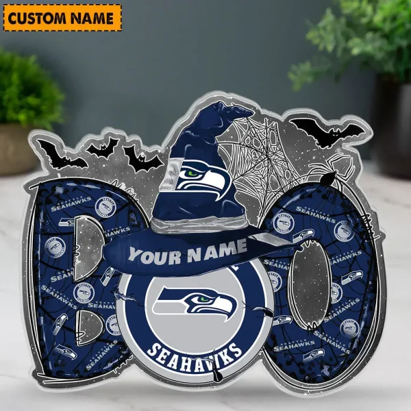 Seattle Seahawks NFL Boo Spooky Season Personalized Acrylic Block Plaque For Fan - Limited Edition SPTFTAB143 - Image 3
