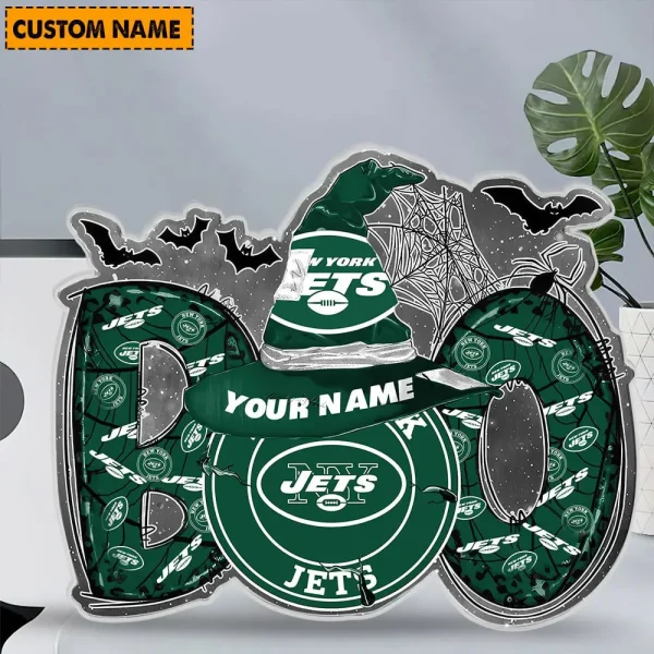 New York Jets NFL Boo Spooky Season Personalized Acrylic Block Plaque For Fan - Limited Edition SPTFTAB149 - Image 2