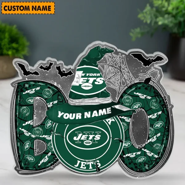 New York Jets NFL Boo Spooky Season Personalized Acrylic Block Plaque For Fan - Limited Edition SPTFTAB149 - Image 3