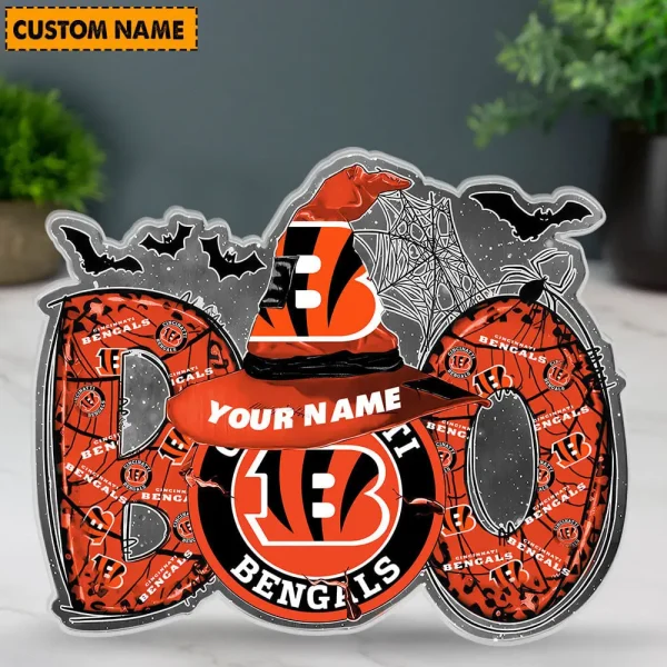Cincinnati Bengals NFL Boo Spooky Season Personalized Acrylic Block Plaque For Fan - Limited Edition SPTFTAB153 - Image 2