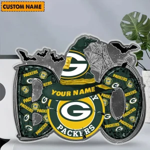 Alternative view of Green Bay Packers NFL Boo Spooky Season Personalized Acrylic Block Plaque For Fan - Limited Edition SPTFTAB154