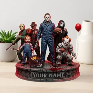 Alternative view of Washington Commanders Horror Movie Fan NFL Personalized Acrylic Block Plaque Halloween Gift For Fan - Limited Edition SPTFTAB192