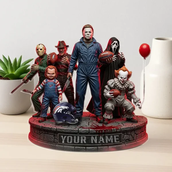 Denver Broncos Horror Movie Fan NFL Personalized Acrylic Block Plaque Halloween Gift For Fan - Limited Edition SPTFTAB195 - Image 2