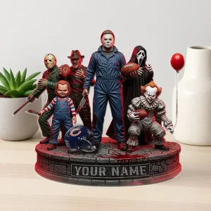 Alternative view of Chicago Bears Horror Movie Fan NFL Personalized Acrylic Block Plaque Halloween Gift For Fan - Limited Edition SPTFTAB196