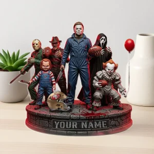 Alternative view of San Francisco 49ers Horror Movie Fan NFL Personalized Acrylic Block Plaque Halloween Gift For Fan - Limited Edition SPTFTAB199