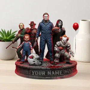 Alternative view of Arizona Cardinals Horror Movie Fan NFL Personalized Acrylic Block Plaque Halloween Gift For Fan - Limited Edition SPTFTAB211