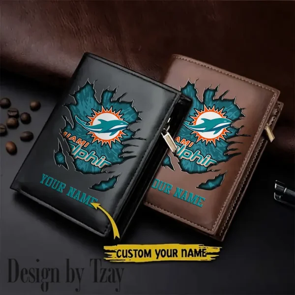 Miami Dolphins Men Wallet Pu Leather Gift Purse SPTLVW1102