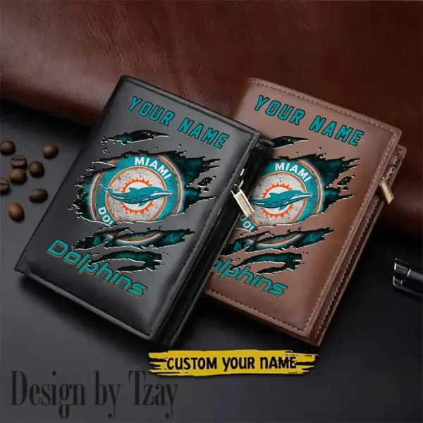 Miami Dolphins Men Wallet Pu Leather Gift Purse SPTLVW1166